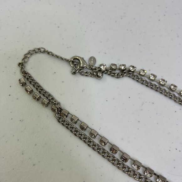 Chicos Chain Necklace Rhinestone Long Multi Strand Silver Tone 28 Inch - Picture 4 of 7